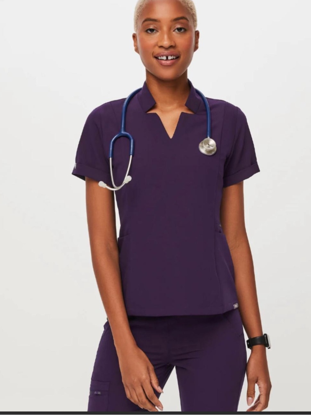 Figs Woman’s Inala Scrubs Top Purple Jam Size L
